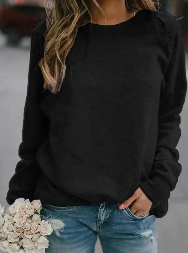 Women's relaxed-fit pullover sweater soft knit long sleeve round neck cozy everyday style
