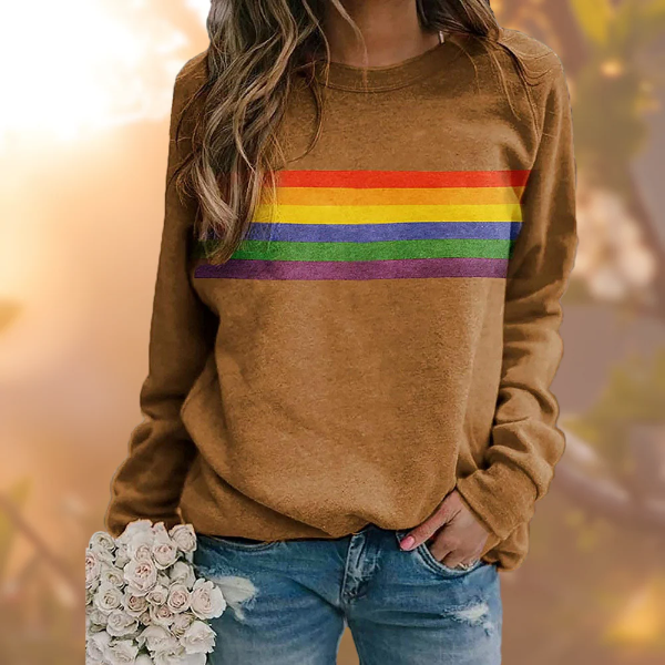 Women's striped crew neck pullover sweater relaxed fit soft knit casual cozy everyday style