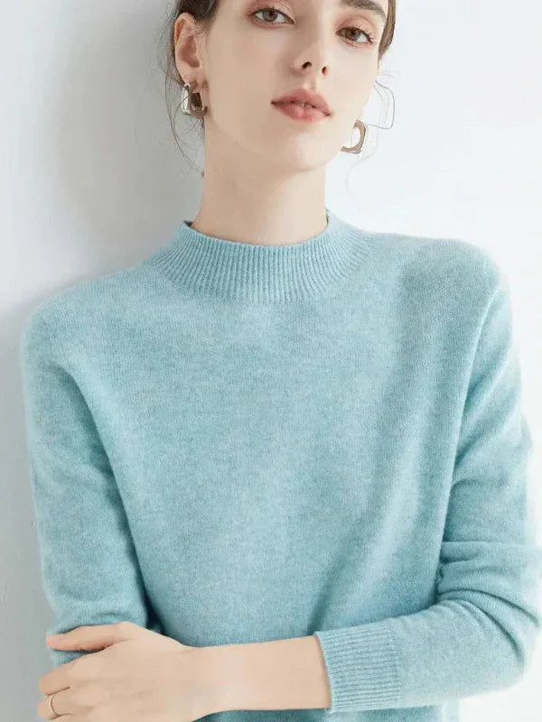 Women's wool blend ribbed crew neck pullover sweater cozy regular fit long sleeve neutral tone