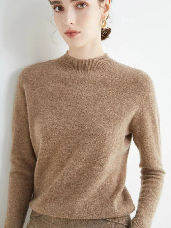 Women's wool blend pullover sweater cozy regular fit long sleeve ribbed crew neck