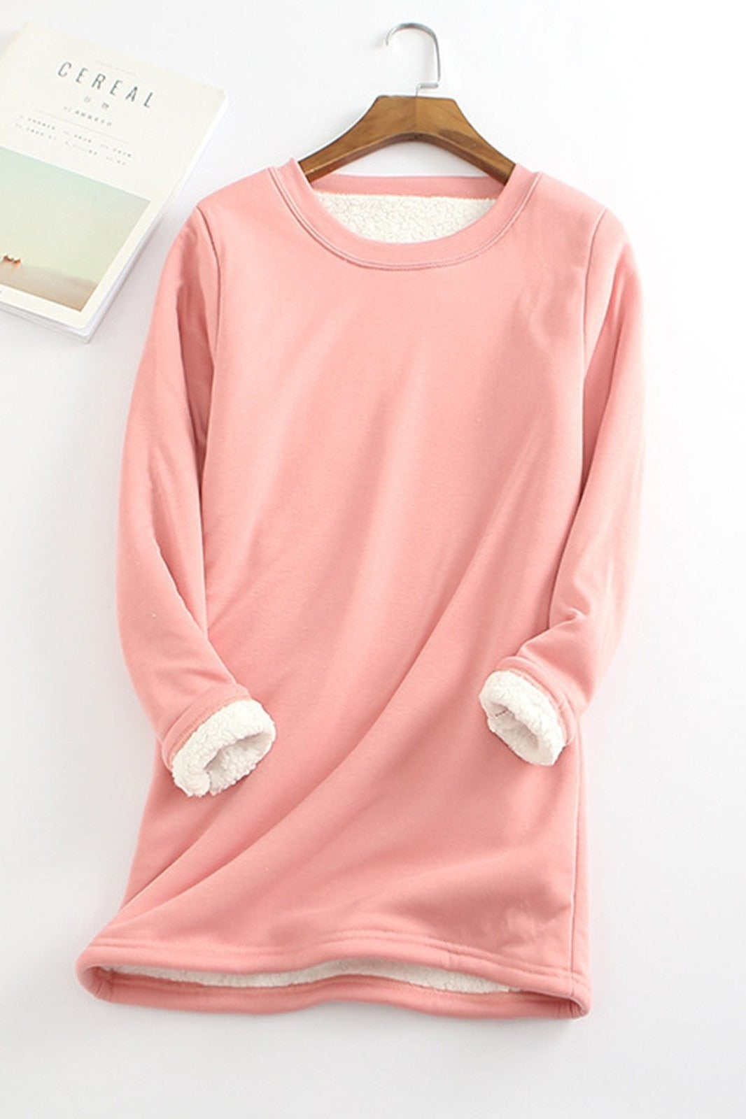 Women's relaxed-fit fleece-lined tunic top long sleeve cozy layer versatile everyday style