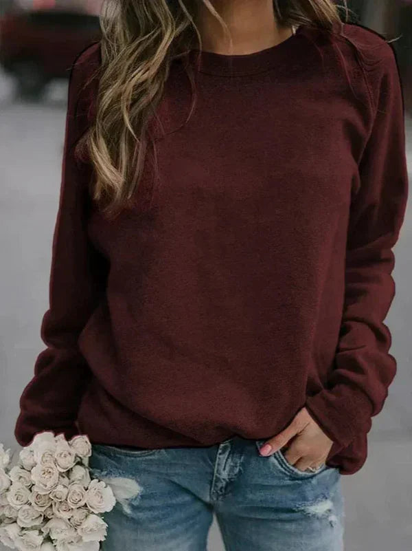 Women's relaxed-fit pullover sweater soft knit long sleeve round neck cozy everyday essential