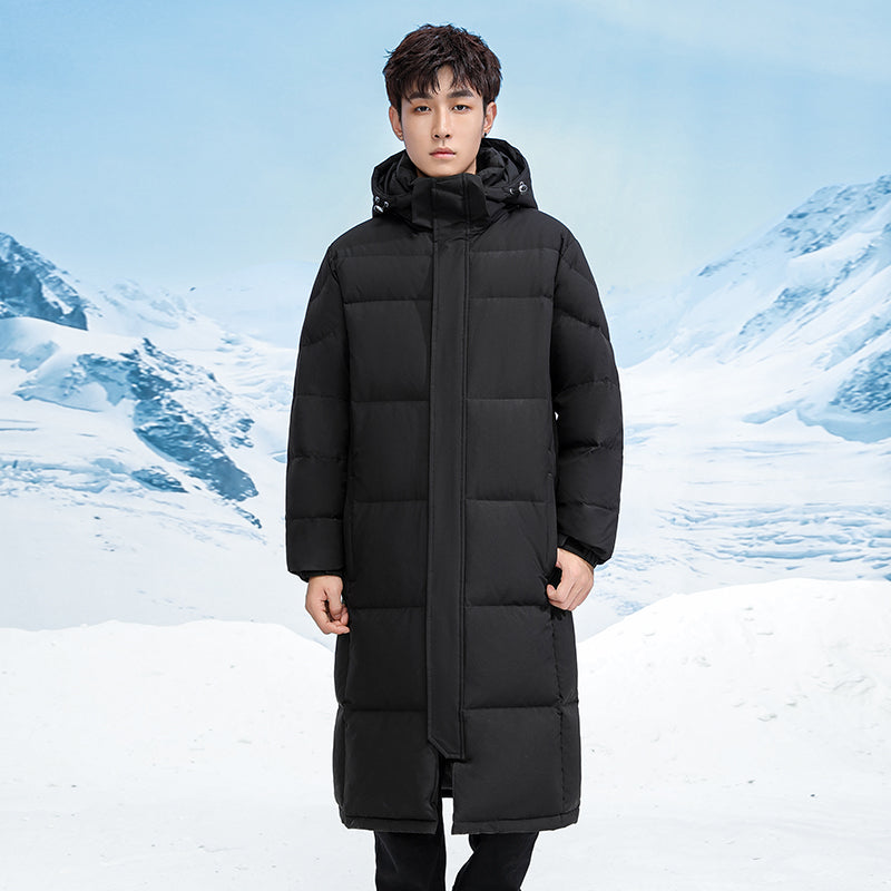 Unisex long black puffer down jacket lightweight insulated coat extreme cold weather urban style