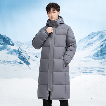 Unisex long black down jacket lightweight insulated coat extreme cold weather urban winter style