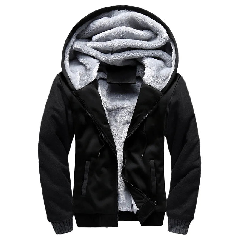 Men's winter hoodie jacket thick fleece lined camouflage sleeves hooded design cold weather outerwear