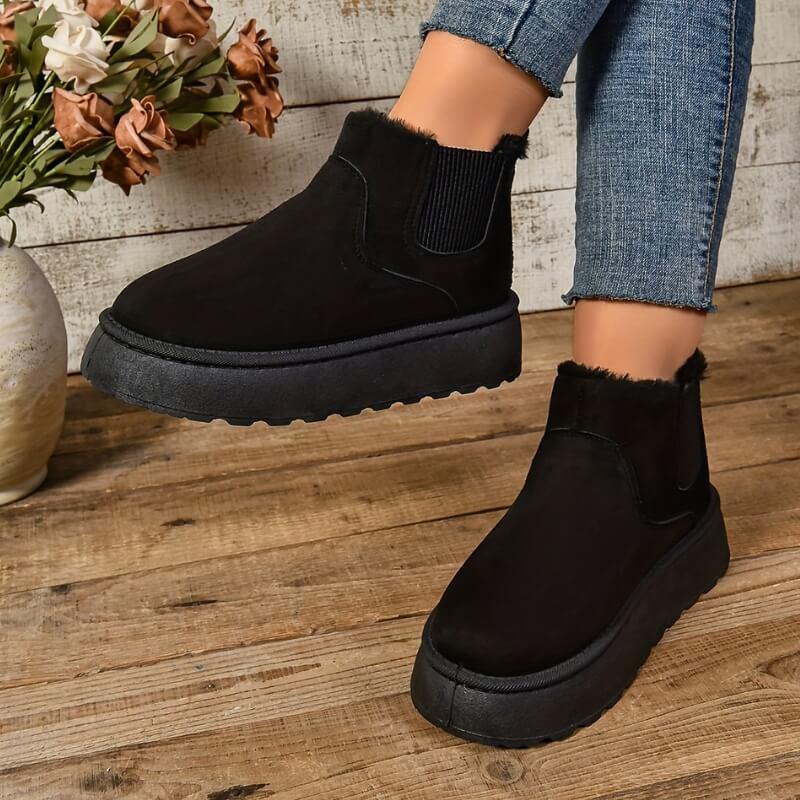 PlushStep women's warm winter boots in neutral tone with plush lining and stylish silhouette