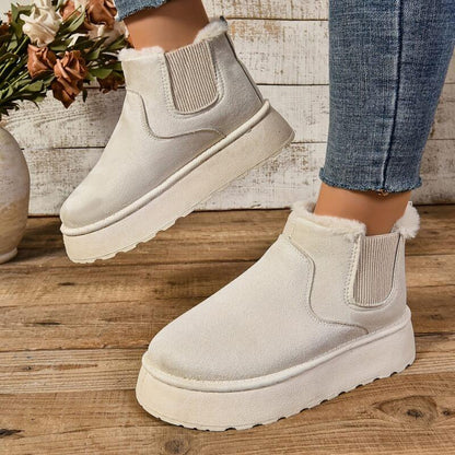 PlushStep women's warm winter boots in neutral tone with plush lining and stylish silhouette