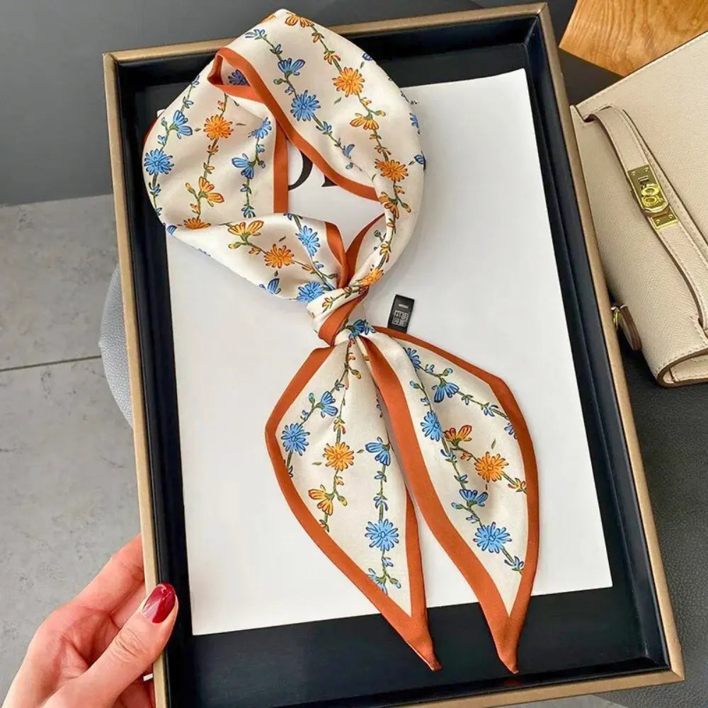 Lightweight floral print scarf soft breathable botanical pattern chic everyday versatile accessory