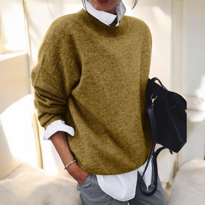 Molly soft everyday sweater in neutral tones, relaxed cozy knit with lightweight warm elegance