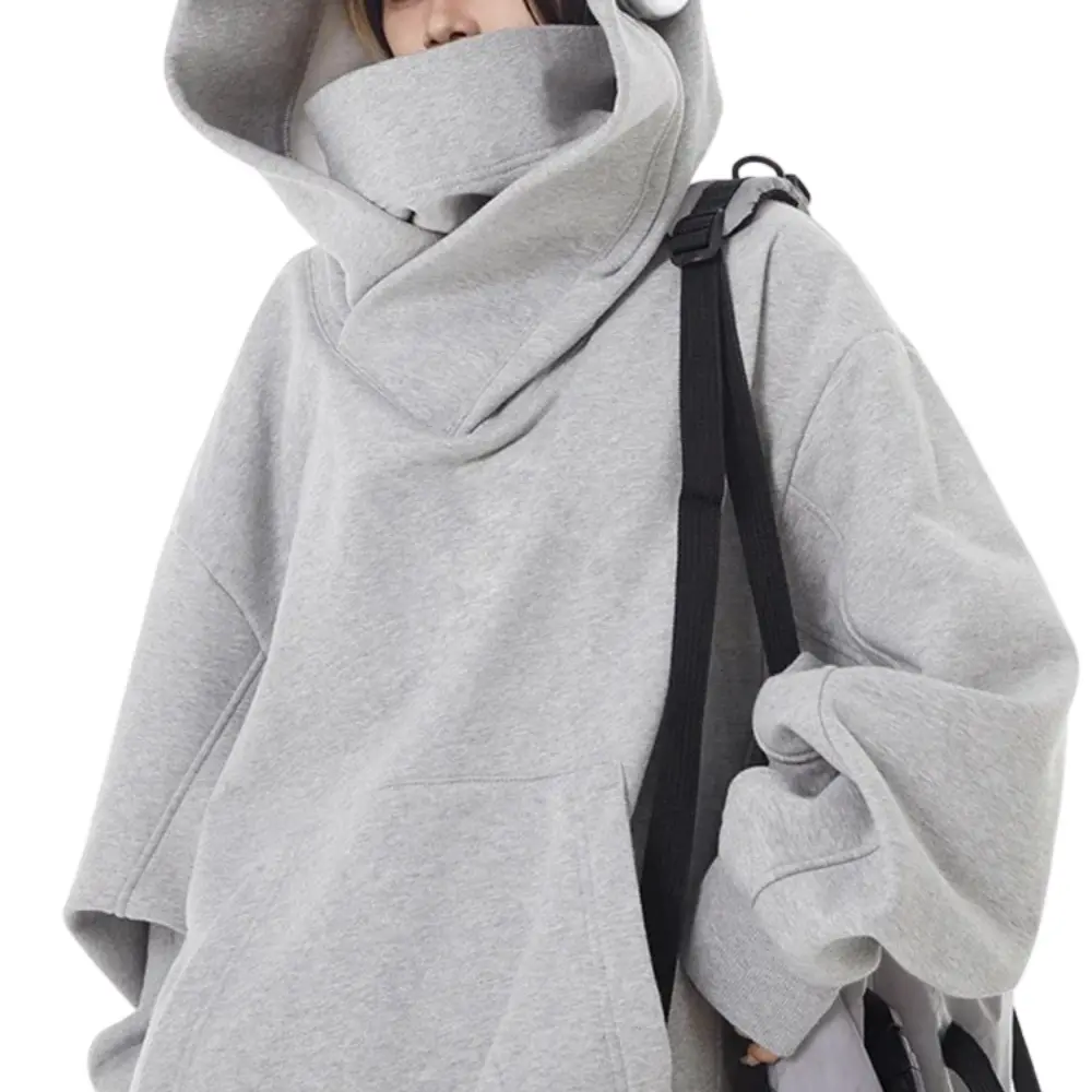 Kai oversized sweatshirt in neutral fleece with relaxed fit and distinctive turtleneck streetwear design