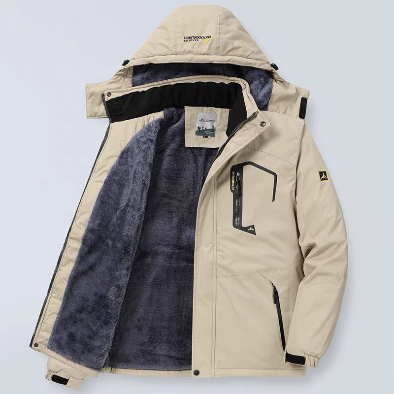 Men's waterproof hooded jacket regular fit wind resistant navy blue with zip pockets Nordisk Flair