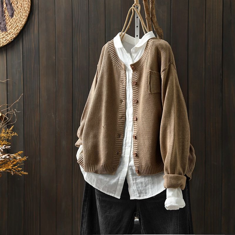 Burgundy button-up knit cardigan cozy winter layering essential with classic closure for women