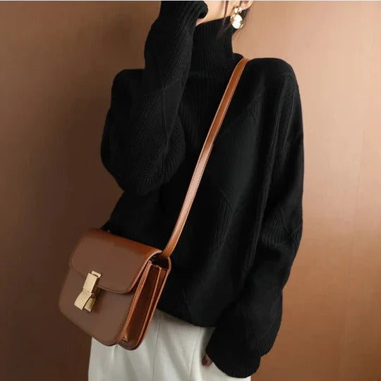 Beige classic crew neck knitted sweater with ribbed texture, regular fit all-season versatile layer