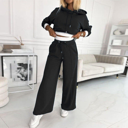 Women's cozy heather hoodie lounge set with relaxed fit and matching jogger bottoms
