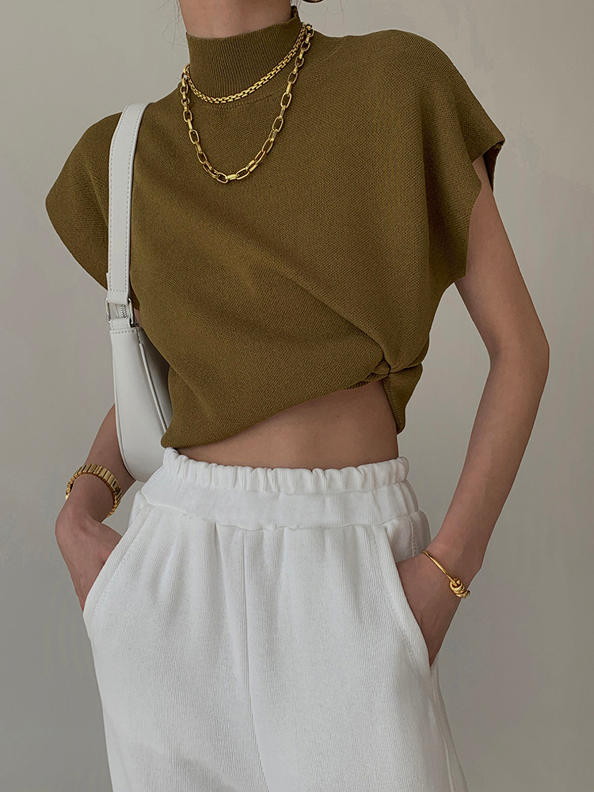 Solid knit pullover sweater vest casual style slight stretch comfortable all-day layering top