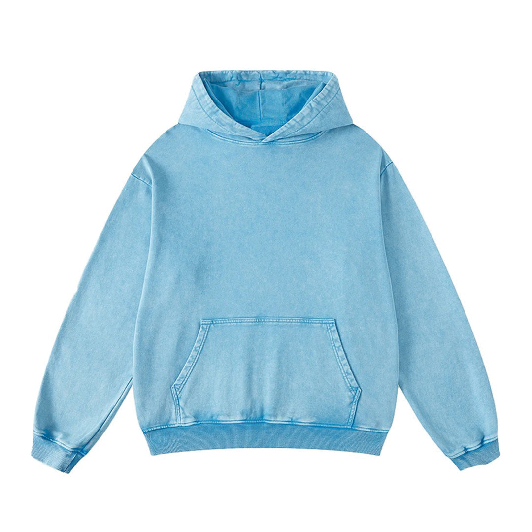 Terra washed cotton pullover hoodie in relaxed fit with ribbed cuffs and kangaroo pocket