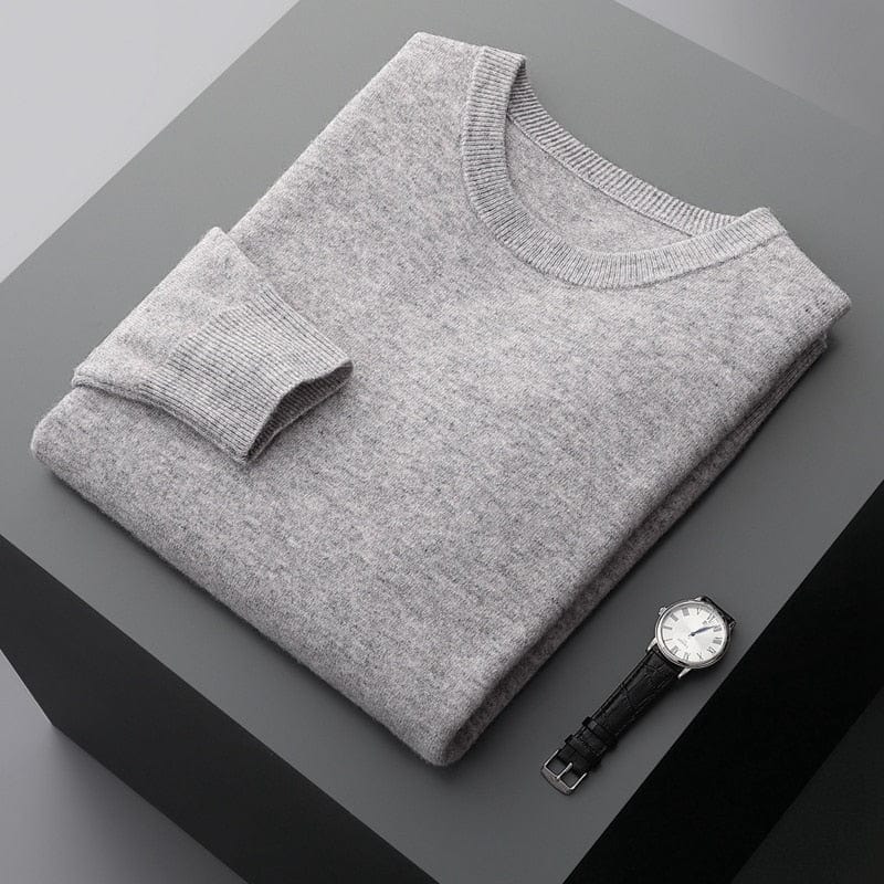 Men's casual crewneck knit sweater long sleeve smooth finish refined comfort everyday layering