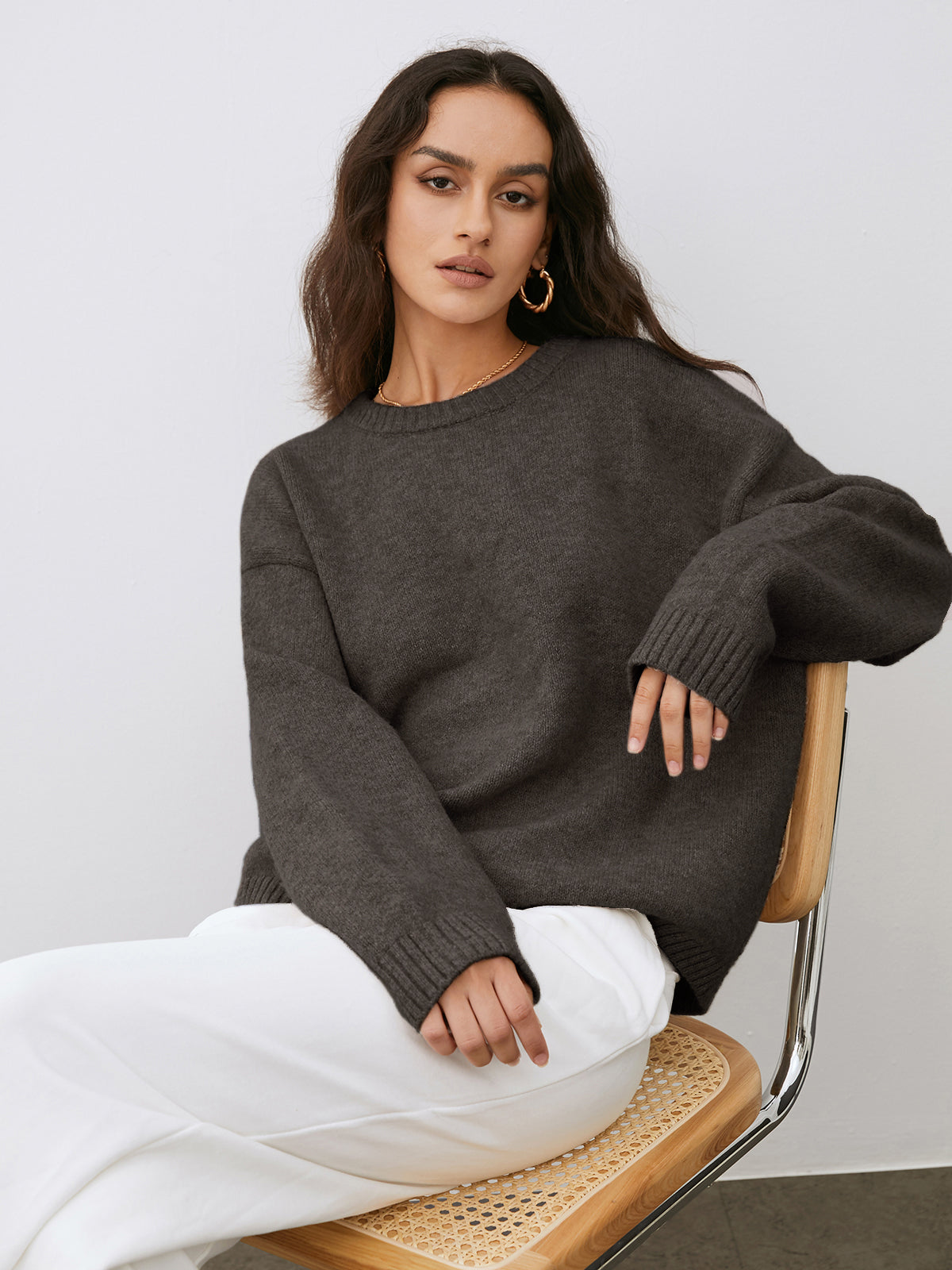 Lightweight cloud weather pullover sweater casual long sleeve warm woollen blend high stretch fit