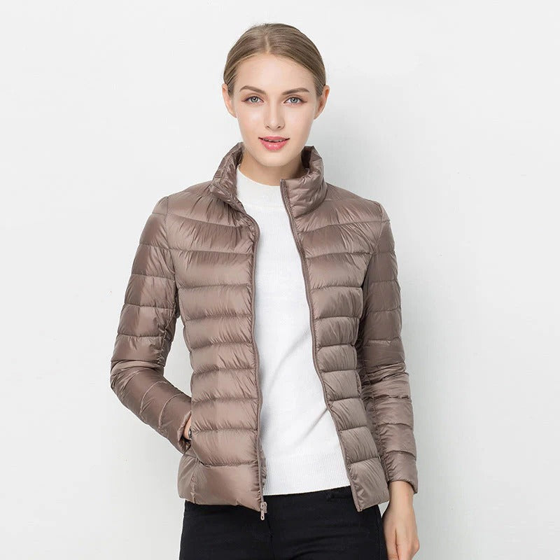 Wavlynn women's ultralight down jacket slim silhouette packable insulation travel essential