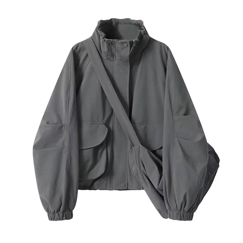 Lily retro loose-fit windbreaker jacket in casual sporty style with workwear design for autumn