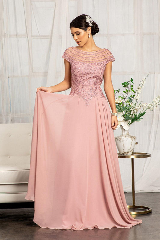 Dusty Rose L Long Formal Chiffon Mother of the Bride Dress Sale - Wavlynn