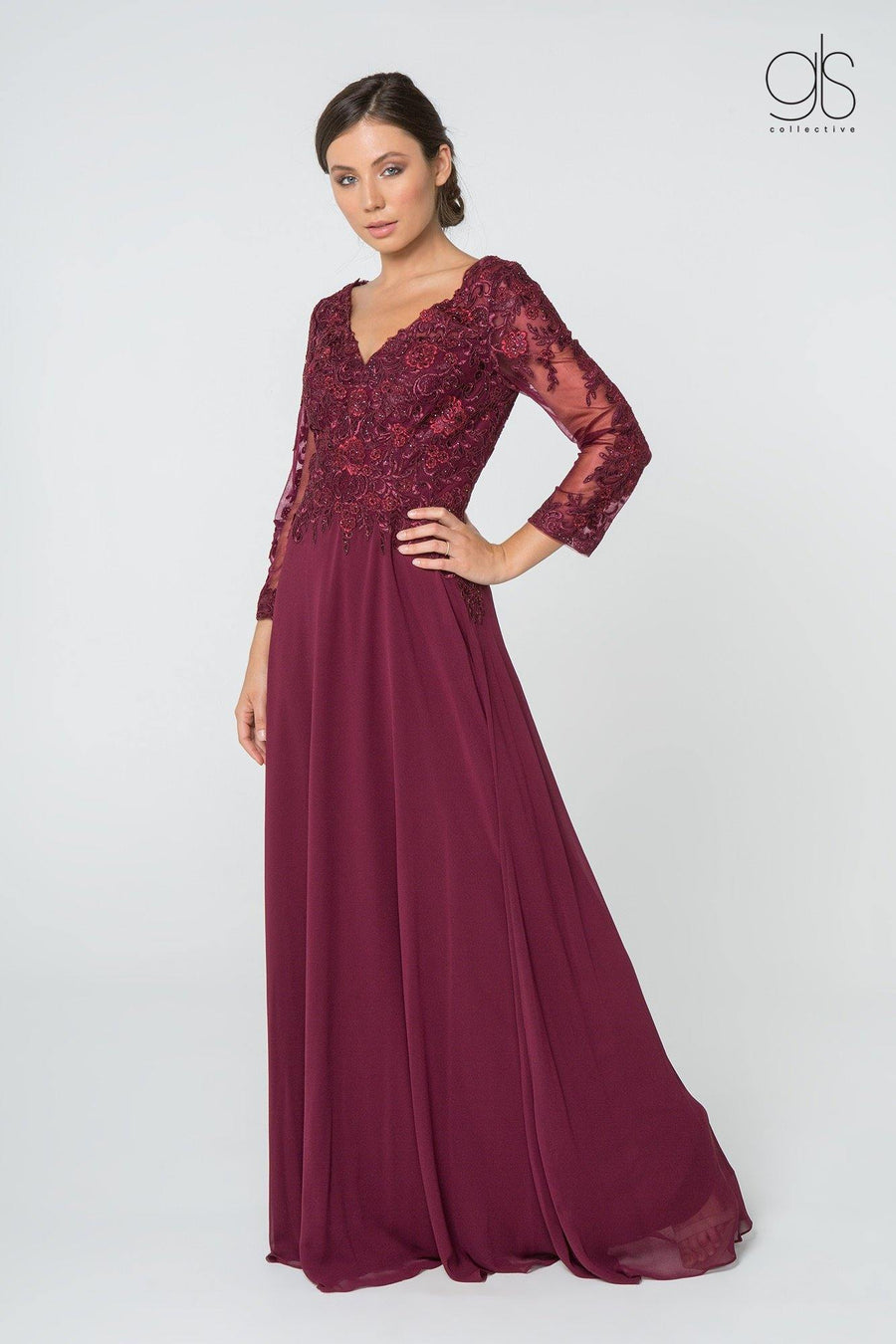 Formal Long Sleeve Mother of the Bride Chiffon Dress Sale - Wavlynn