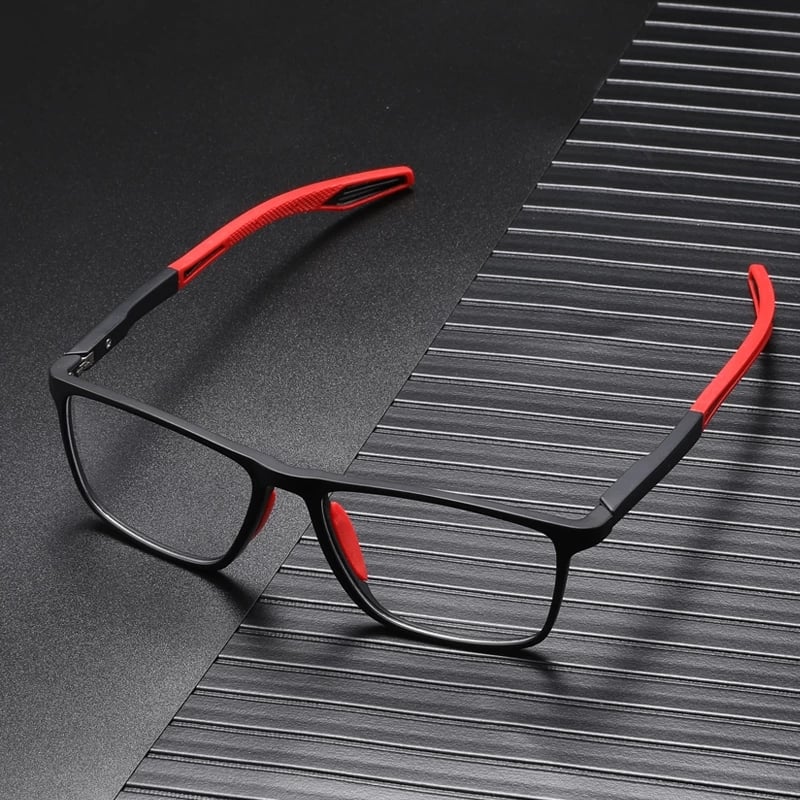 Freddie two-tone rectangular multifocal reading glasses ultralight textured grip frame for men