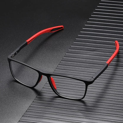 Freddie two-tone rectangular multifocal reading glasses ultralight textured grip frame for men
