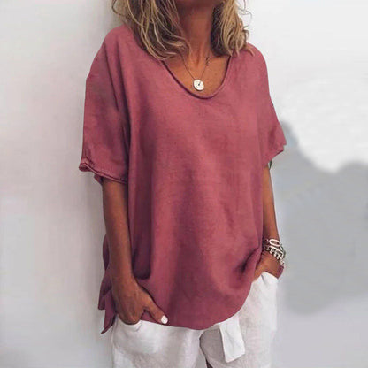 Kathleen loose blouse in soft neutral tones, breathable lightweight fabric with relaxed everyday elegant fit