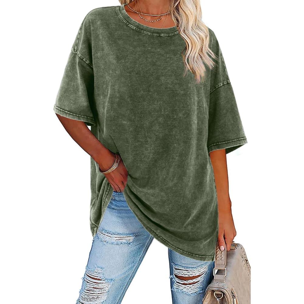 Women's oversized vintage white t-shirt relaxed fit with worn-in classic design for casual style