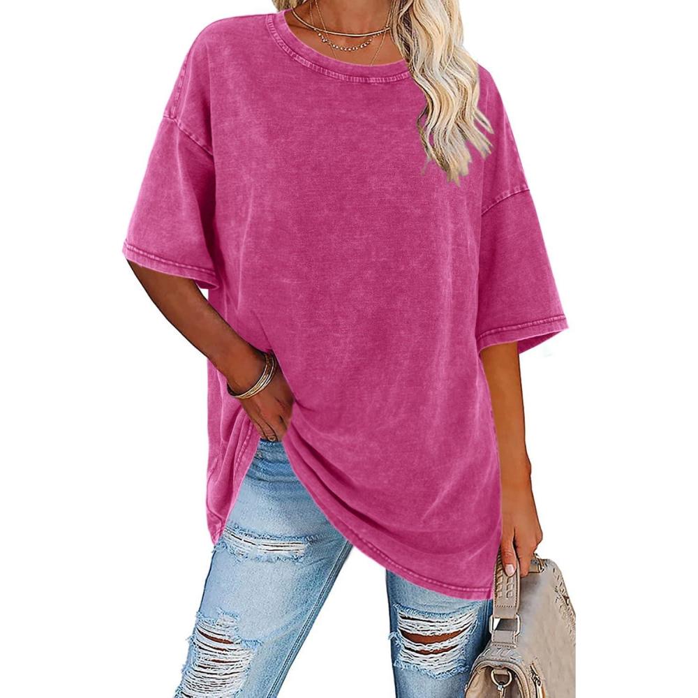 Women's oversized vintage white t-shirt with relaxed fit and classic worn-in style