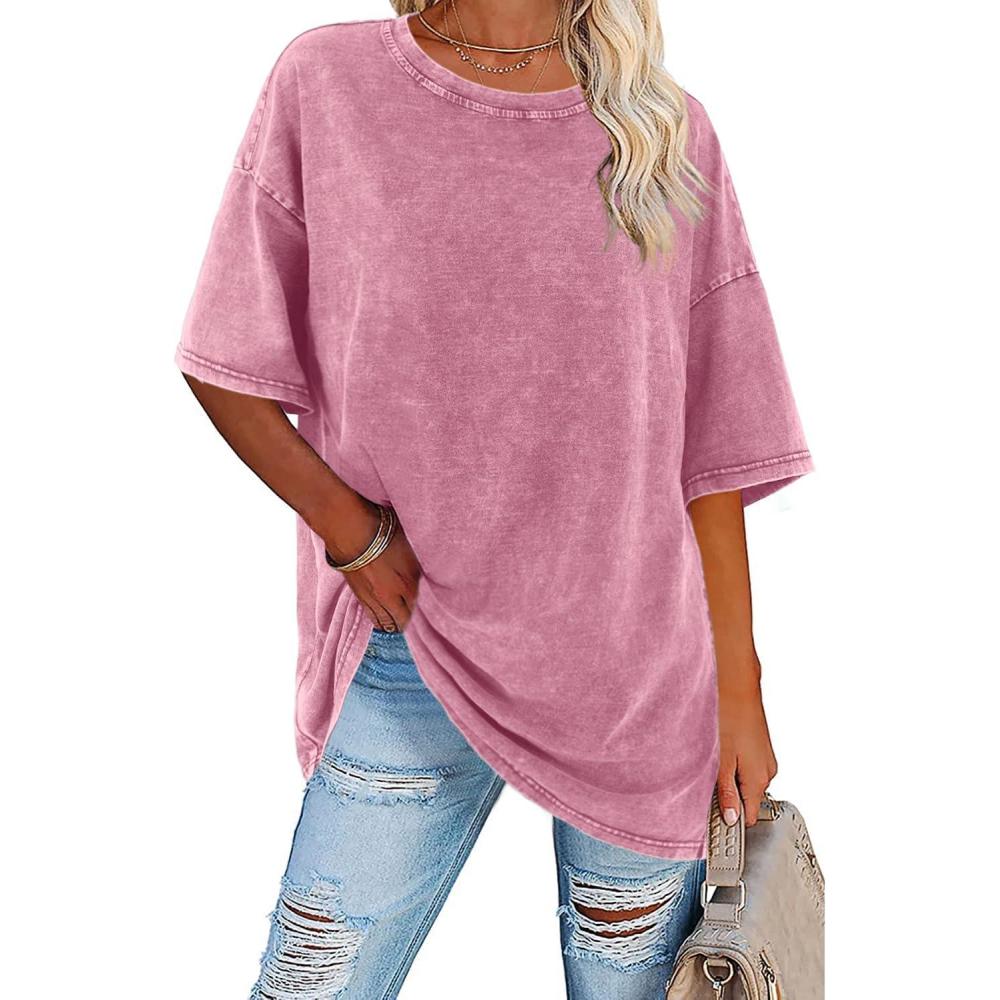 Women's oversized vintage white t-shirt with relaxed fit and worn-in classic design