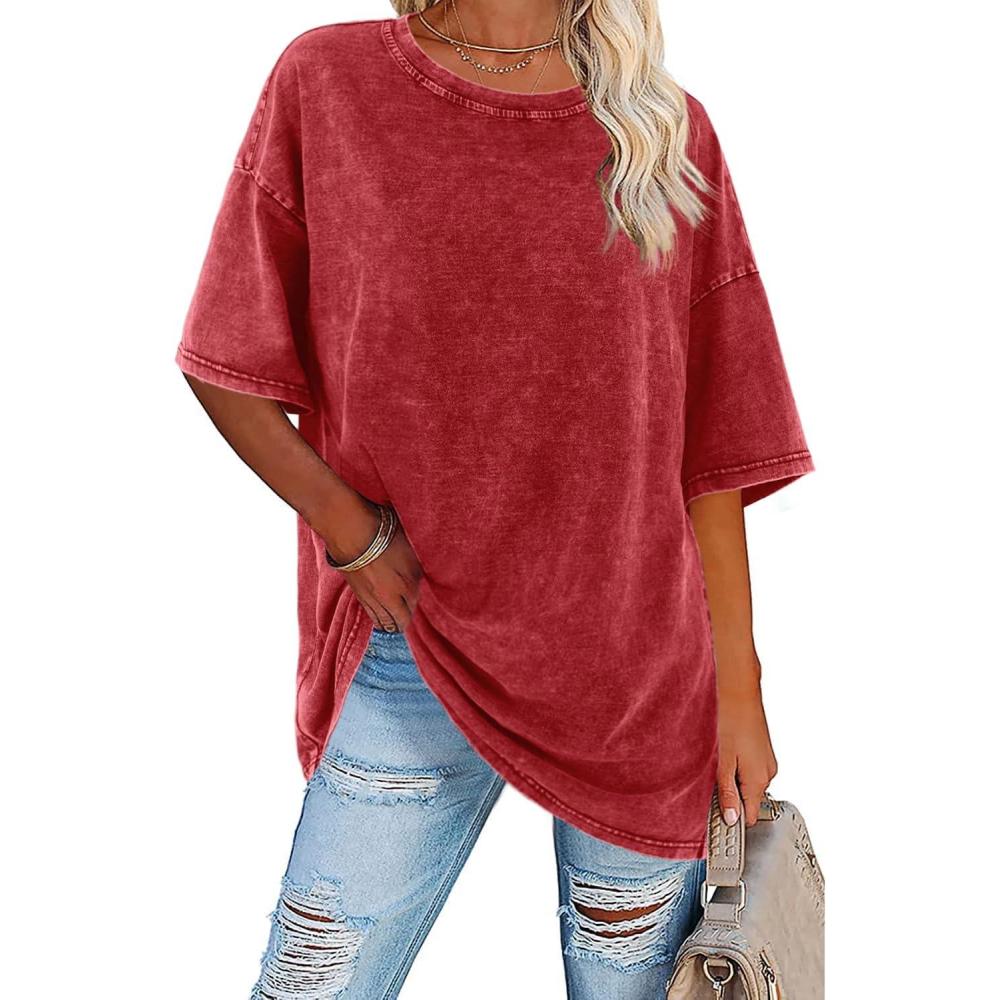 Women's oversized vintage white t-shirt with relaxed fit and worn-in classic design