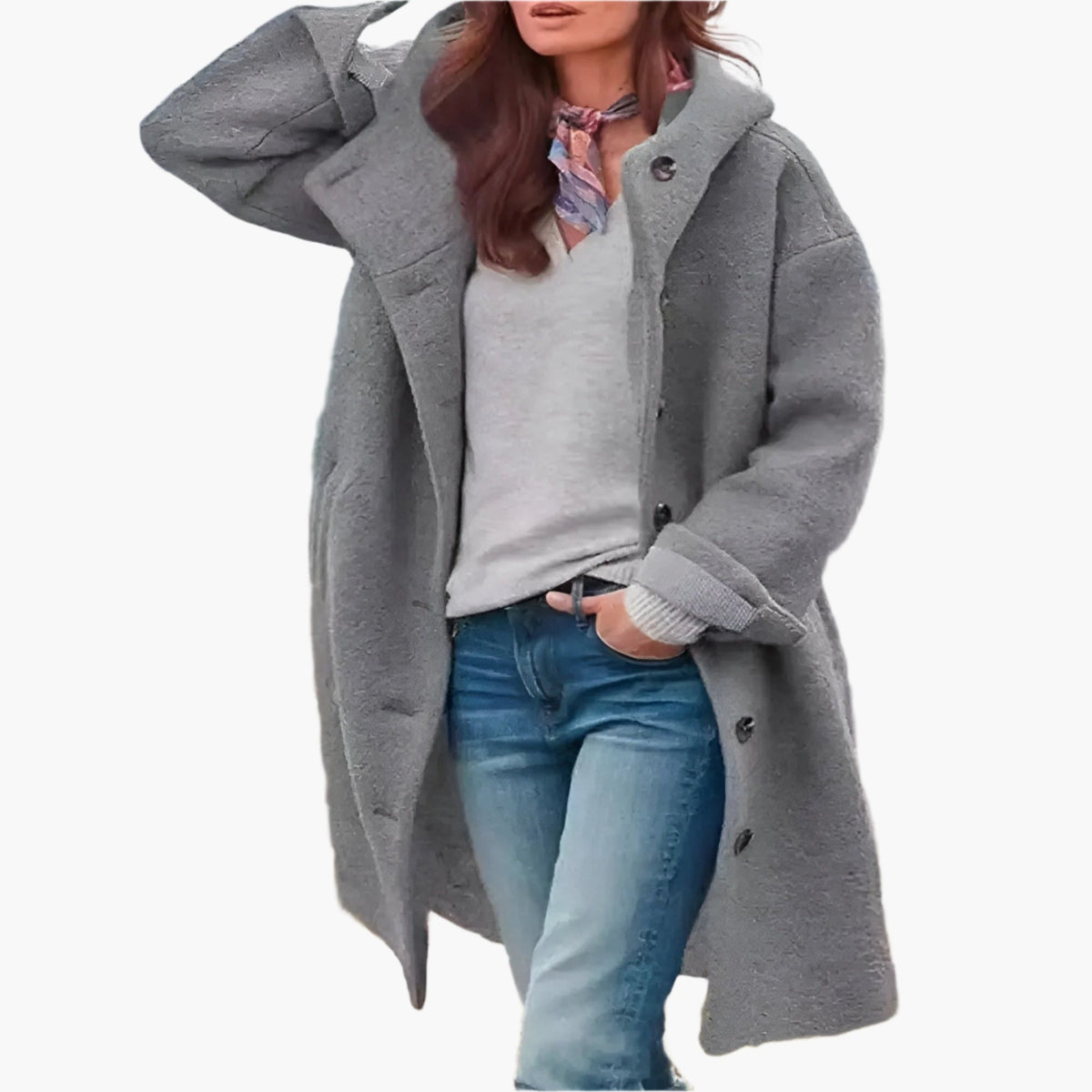 Women's relaxed fit long winter coat oversized silhouette cozy everyday warmth layering essential