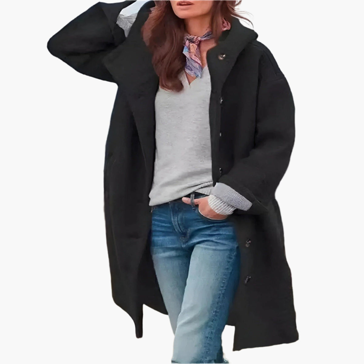 Women's relaxed fit long winter coat oversized silhouette cozy everyday warmth modern style