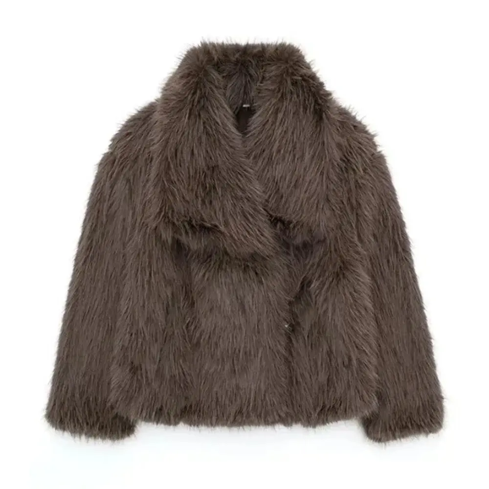Ivory plush faux fur jacket tailored silhouette with structured elegant cut for polished winter style
