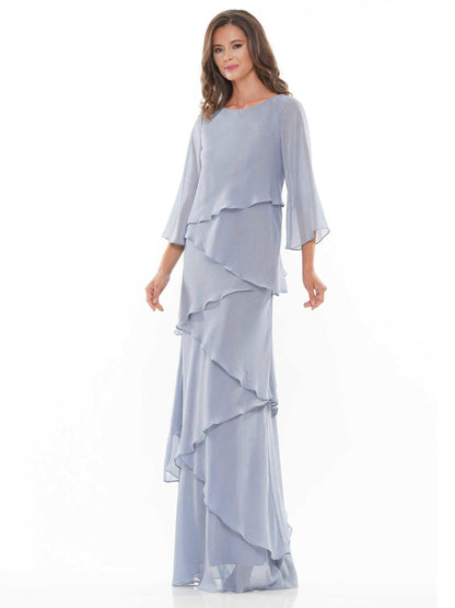 Marsoni 302 mauve chiffon full-length mother of the bride dress with 3/4 sleeves and zipper back