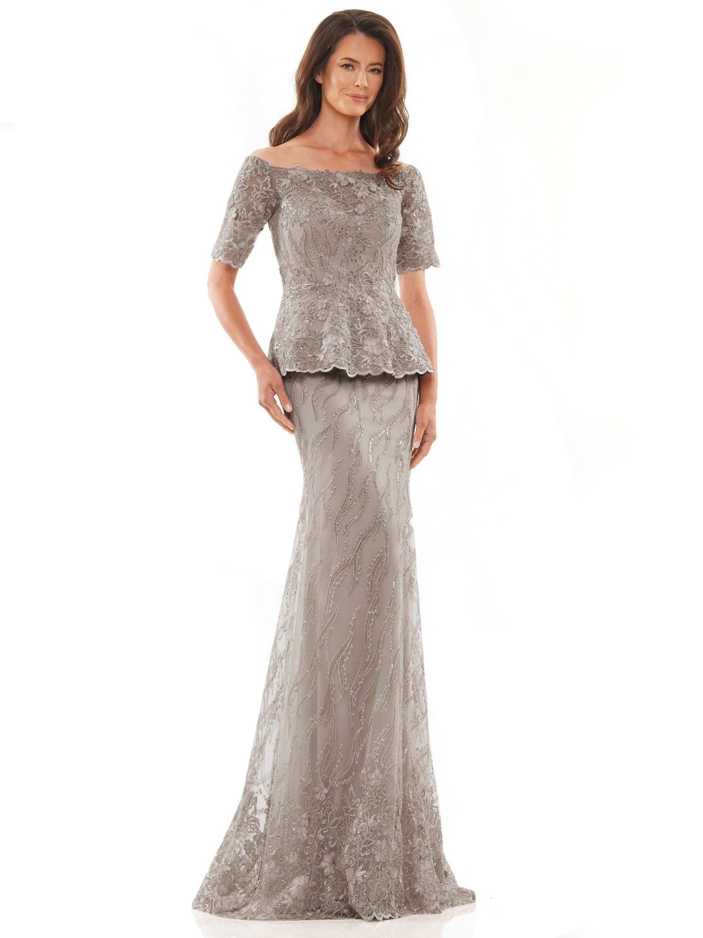 Dark Taupe 12 Marsoni Long Mother of the Bride Formal Gown 1222 Sale - Wavlynn