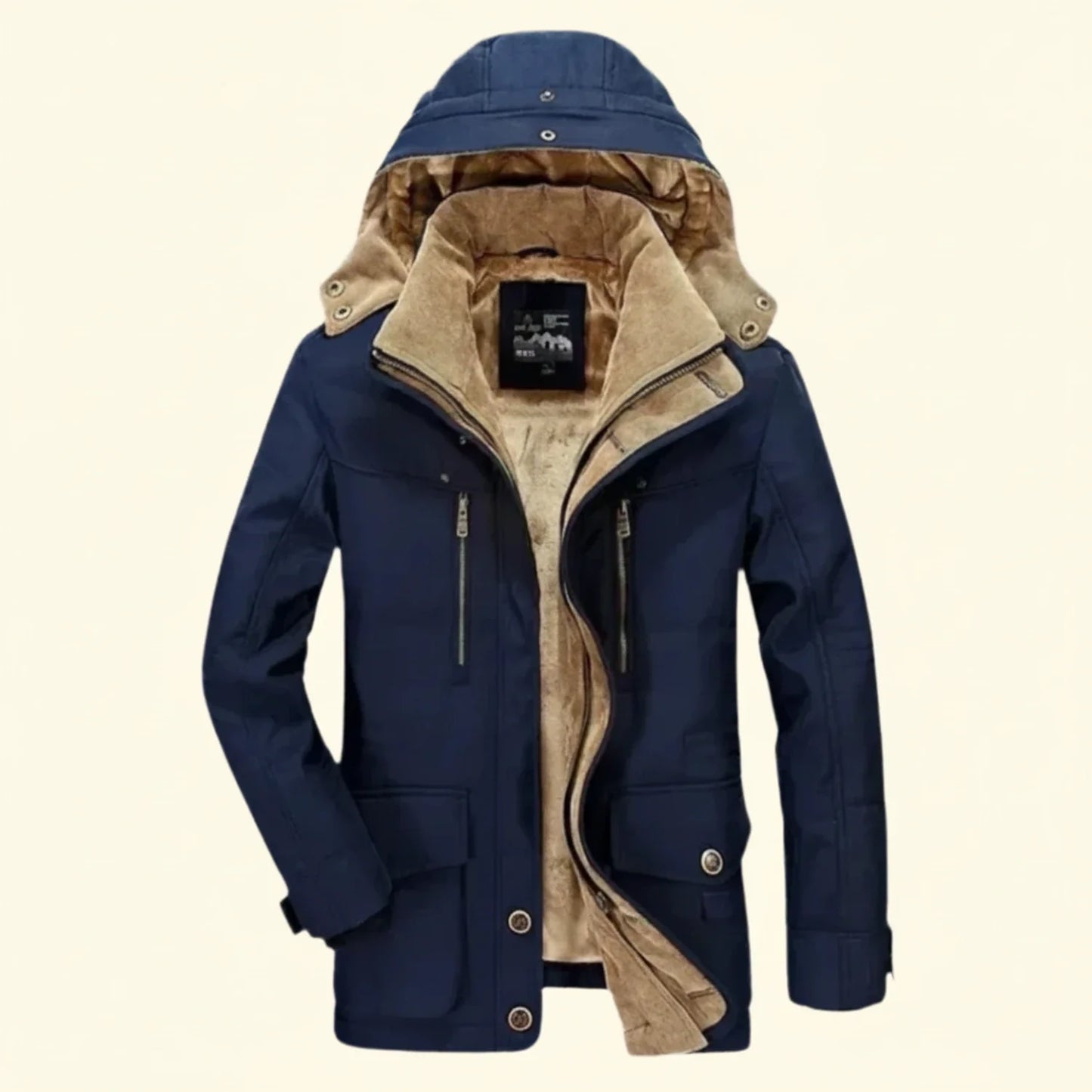 Wavlynn Men's Hooded Utility Winter Jacket With Multiple Pockets And Quilted Shoulder Detail