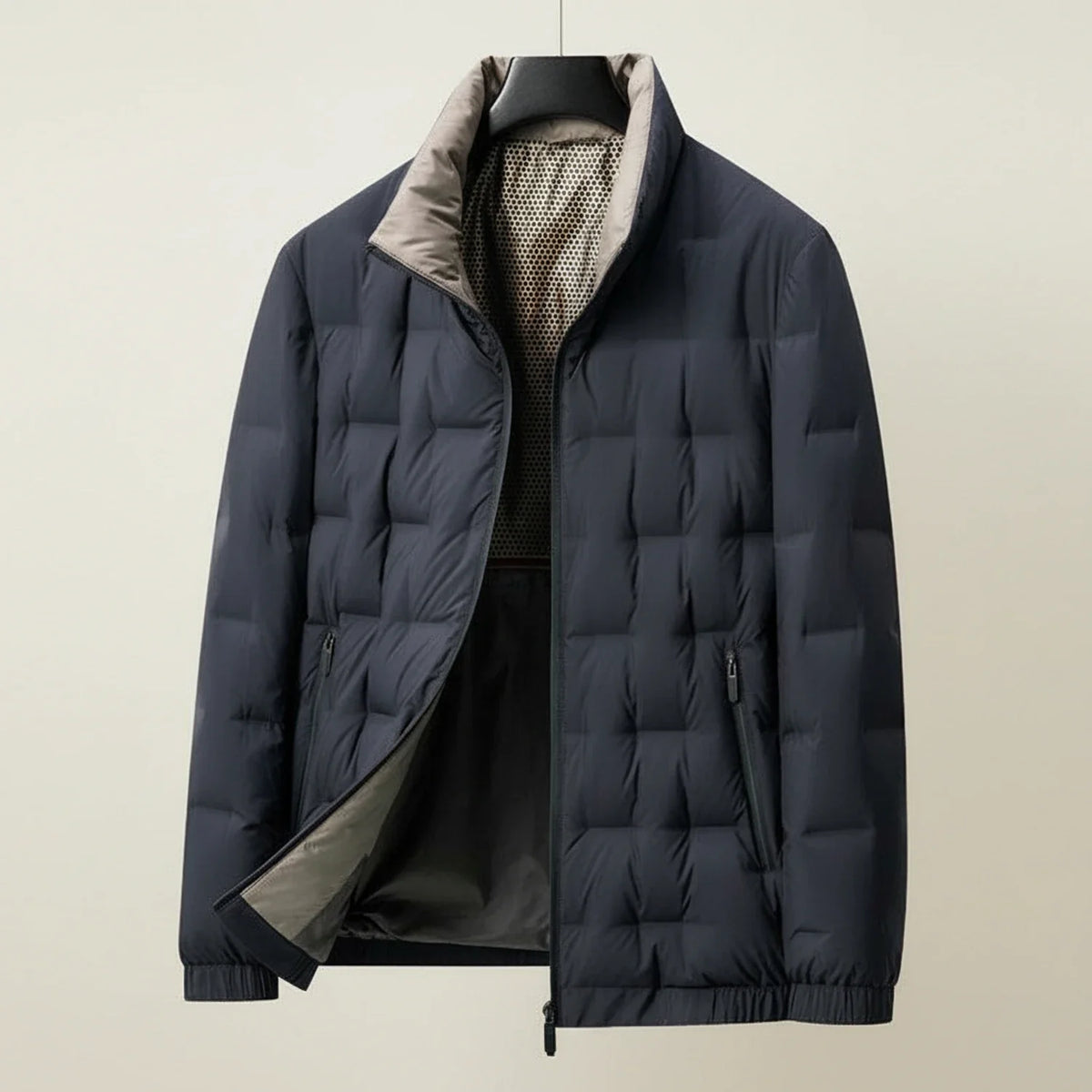 Men's lightweight quilted puffer jacket slim fit versatile layering piece for daily wear