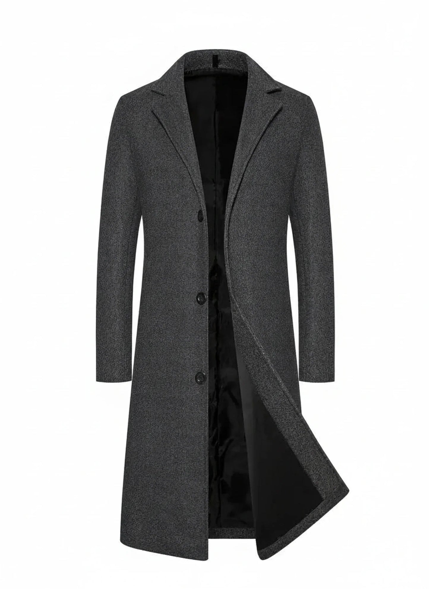 Wavlynn men's formal longline overcoat notch lapel classic tailored wool-blend warm coat