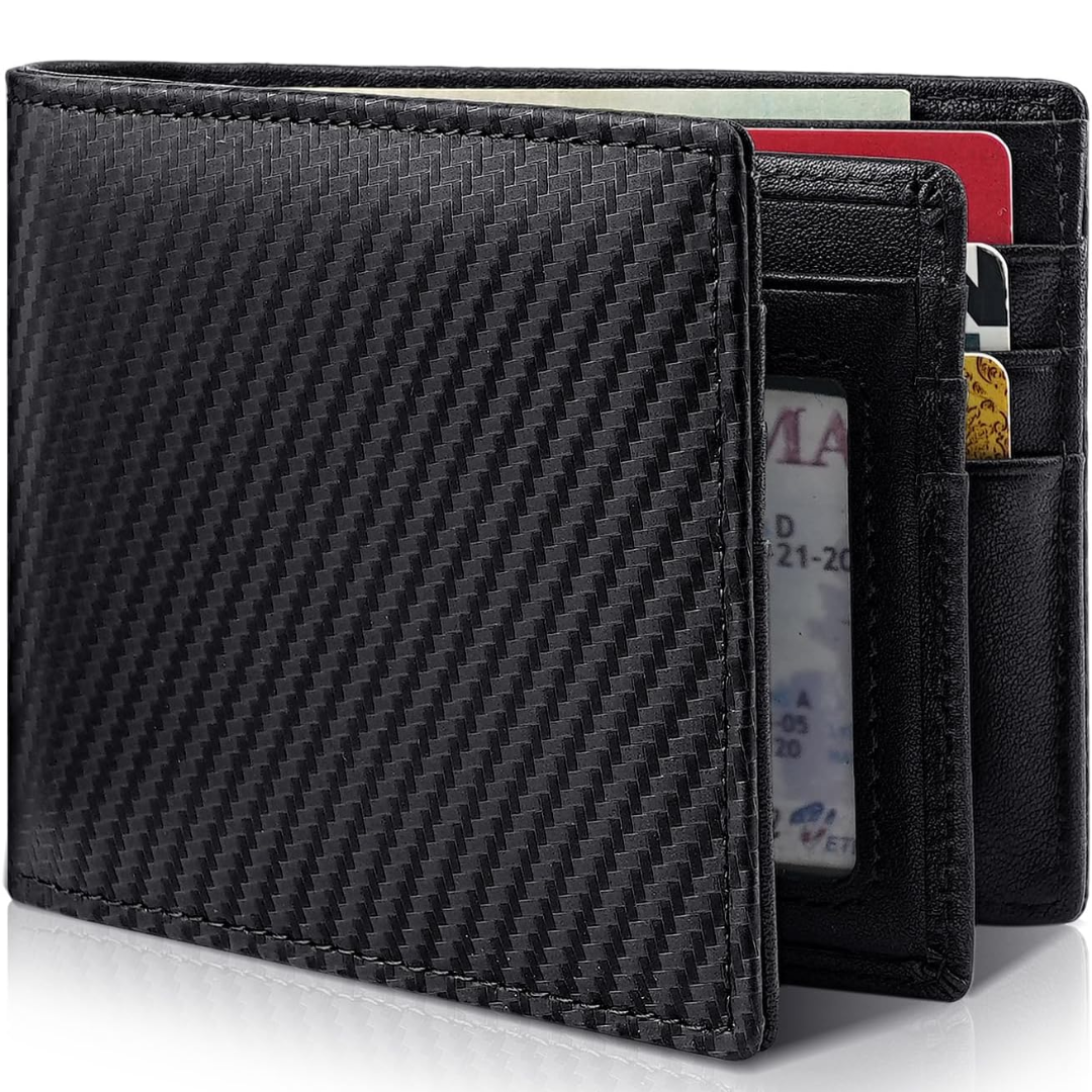 Sebastian Leather Bifold Wallet For Men With Stitched Edges And Multiple Card Slots Including ID Window For Everyday Use