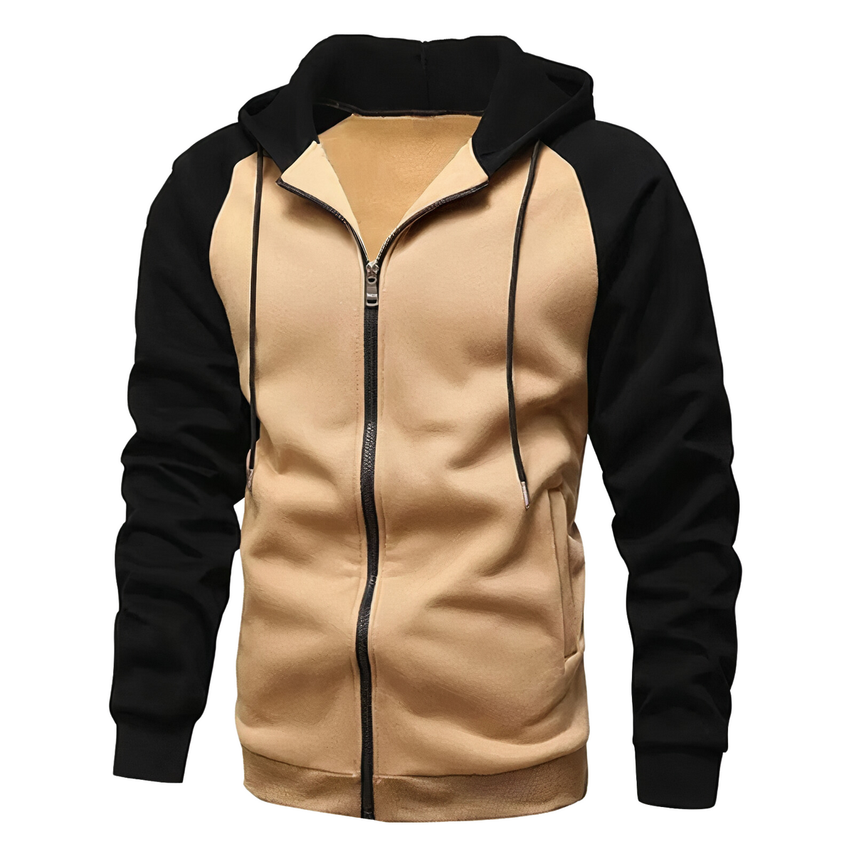 Men's two-tone gray royal blue zip-up sports hoodie lightweight casual athletic fit
