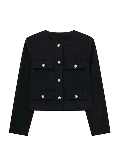 Women's classic tweed blazer tailored structured fit with fine textured fabric for polished professional style