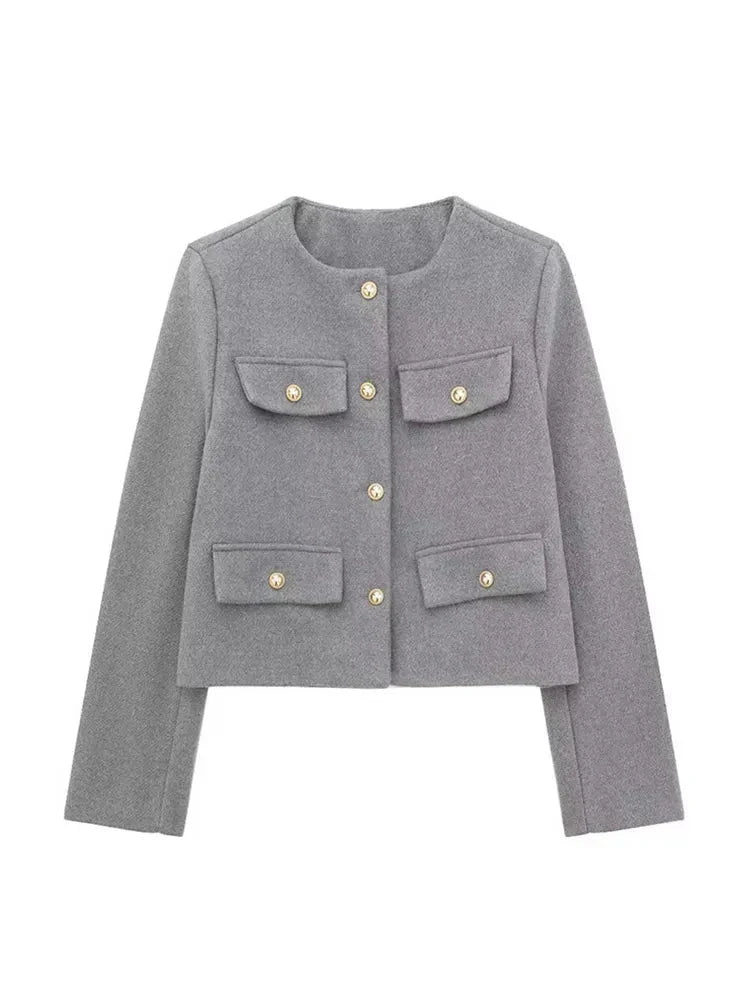 Women's classic tweed blazer tailored structured fit with luxurious fine fabric texture