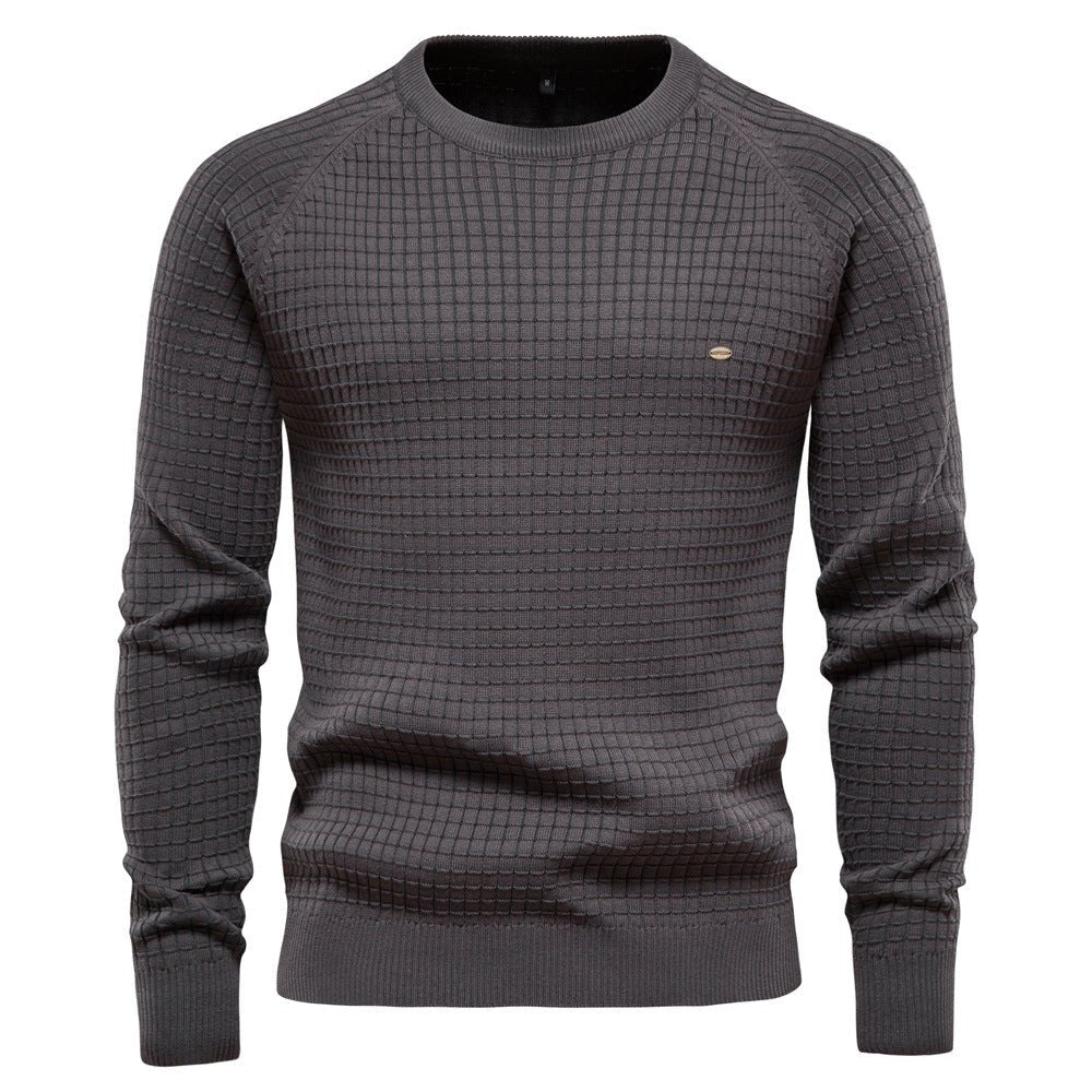 Danny men's crewneck knitted sweater relaxed fit textured grid-knit pattern cozy casual knitwear