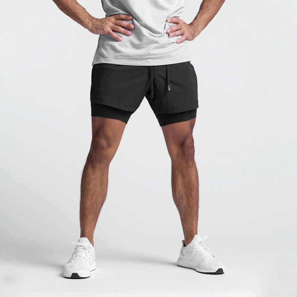 Men's slim fit training shorts lightweight breathable fabric adjustable elastic waistband for workouts