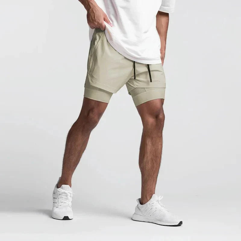Men's slim fit training shorts lightweight breathable fabric adjustable elastic waistband for workouts