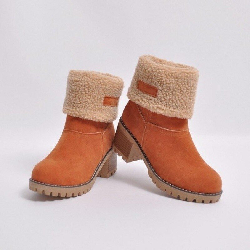 Reagan brown suede mid-calf winter boots with soft warm lining for everyday cold weather style