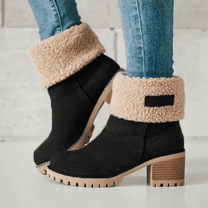 Reagan brown suede mid-calf winter boots with warm soft lining for everyday cold weather style